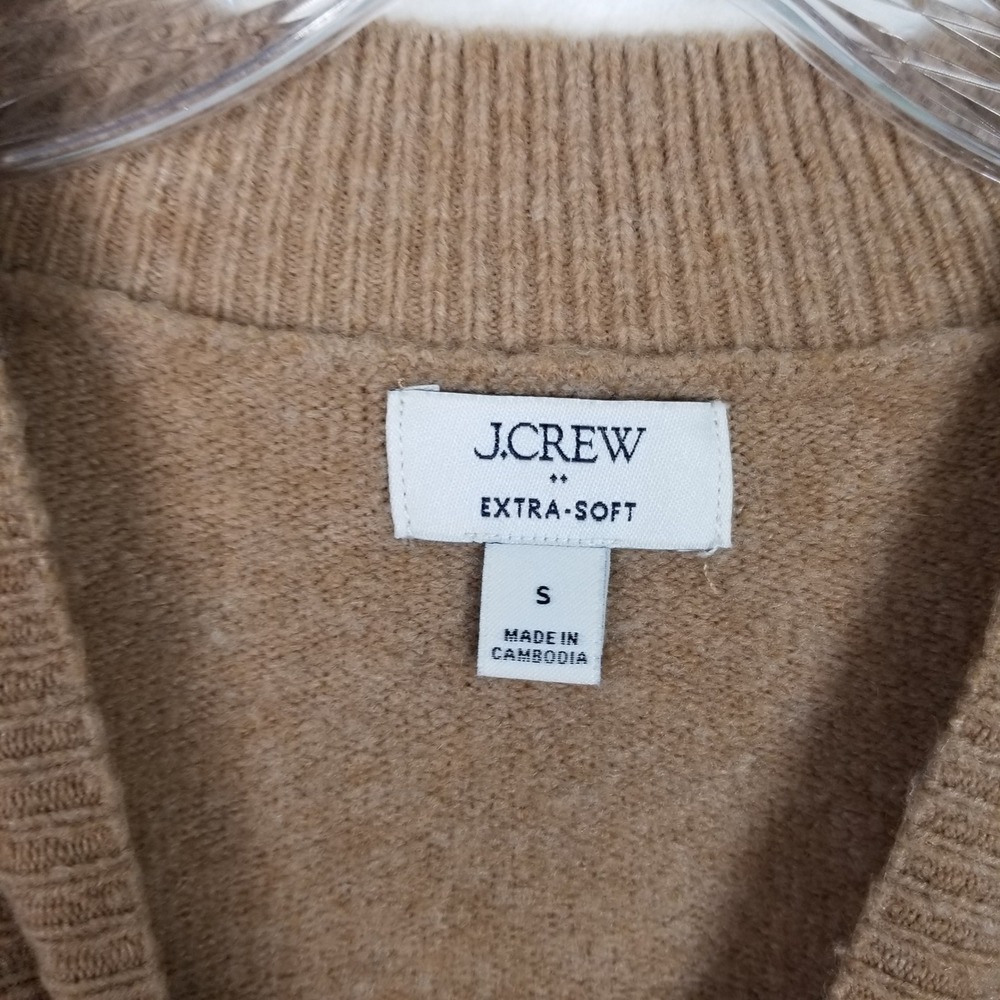 J.Crew Sweater Women Small Camel Tan Extra Soft Wool Blend Crewneck Pullover - Picture 3 of 7